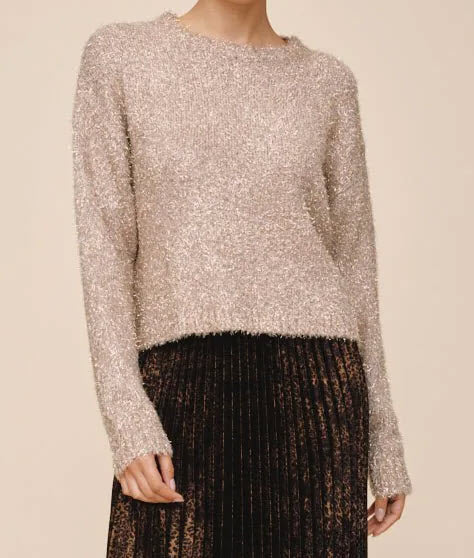The Shimmer Slouchy Sweater in Gold