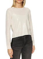Load image into Gallery viewer, The Sequin Long Sleeve Sweater in Chalk

