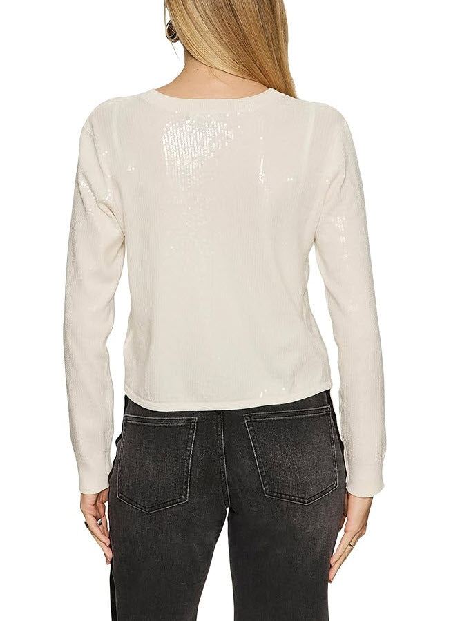 The Sequin Long Sleeve Sweater in Chalk