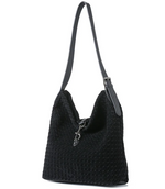 Load image into Gallery viewer, The Woven Shoulder Bag in Black
