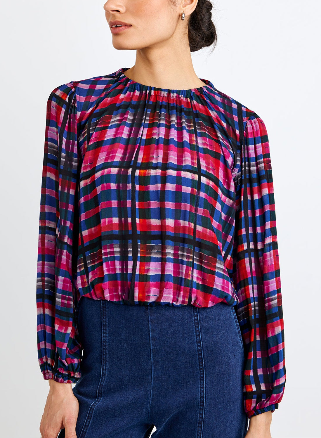 The Plaid Elastic Shirred Top in Winter