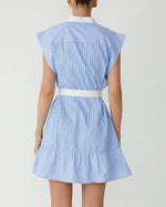 Load image into Gallery viewer, The Stripe Mini Shirt Dress in Blue White
