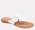 Load image into Gallery viewer, The Textile Swirl Thong Sandal in White
