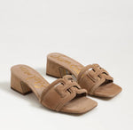 Load image into Gallery viewer, The Nubuck Signature Block Heel Slide in Cypress Tan
