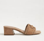 Load image into Gallery viewer, The Nubuck Signature Block Heel Slide in Cypress Tan
