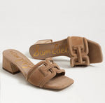 Load image into Gallery viewer, The Nubuck Signature Block Heel Slide in Cypress Tan
