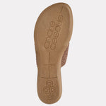 Load image into Gallery viewer, The Raffia Elastic Thong Sandal w Flower Dark Brown
