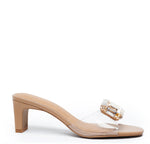 Load image into Gallery viewer, The Vinyl Gem Slide Sandal in Tea
