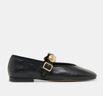 Load image into Gallery viewer, The Gold Charm MaryJane Flat in Black
