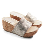 Load image into Gallery viewer, The Woven Cork Wedge in Gold
