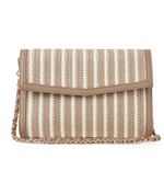 Load image into Gallery viewer, The Stripe Raffia Clutch in Sand
