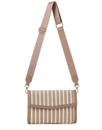 Load image into Gallery viewer, The Stripe Raffia Clutch in Sand

