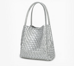 Load image into Gallery viewer, The Woven Mini Tote in Silver
