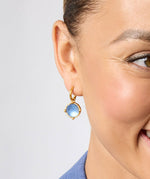 Load image into Gallery viewer, The Honeybee Hoop &amp; Charm Earring in Chalcedony Blue
