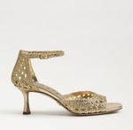 Load image into Gallery viewer, The Woven Dress Sandal in Modern Amber Gold
