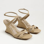 Load image into Gallery viewer, The Raffia Wedge Sandal in Beechwood
