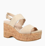Load image into Gallery viewer, The Scallop Edge Cork Wedge Sandal in Latte
