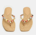 Load image into Gallery viewer, The Stone Bead Thong in Natural Multi
