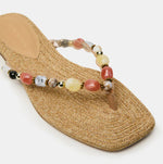 Load image into Gallery viewer, The Stone Bead Thong in Natural Multi
