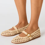 Load image into Gallery viewer, The Raffia Woven MaryJane Flat in Natural
