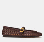 Load image into Gallery viewer, The Raffia Woven MaryJane Flat in Brown
