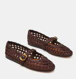 Load image into Gallery viewer, The Raffia Woven MaryJane Flat in Brown
