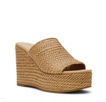 Load image into Gallery viewer, The Raffia Braided Wrapped Platform High Wedge in Natural
