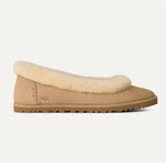 Load image into Gallery viewer, The Shearling Trim Ballet in Sand
