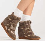 Load image into Gallery viewer, The Velcro Hidden Wedge Sneaker in Taupe
