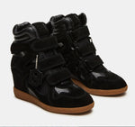 Load image into Gallery viewer, The Velcro Hidden Wedge Sneaker in Black

