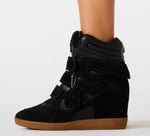 Load image into Gallery viewer, The Velcro Hidden Wedge Sneaker in Black
