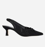 Load image into Gallery viewer, The Bow Knit Sling Pump in Black
