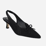 Load image into Gallery viewer, The Bow Knit Sling Pump in Black
