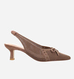 Load image into Gallery viewer, The Bow Knit Sling Pump in Latte
