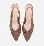 Load image into Gallery viewer, The Bow Knit Sling Pump in Latte
