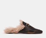Load image into Gallery viewer, The Faux Fur Lined Loafer Mule in Brown Tan
