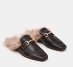 Load image into Gallery viewer, The Faux Fur Lined Loafer Mule in Brown Tan
