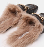 Load image into Gallery viewer, The Faux Fur Lined Loafer Mule in Brown Tan
