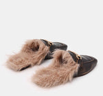 Load image into Gallery viewer, The Faux Fur Lined Loafer Mule in Brown Tan
