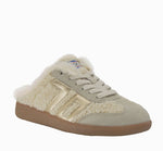 Load image into Gallery viewer, The Backless Sneaker with Faux Fur Trim in Butter Gold

