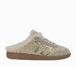 Load image into Gallery viewer, The Backless Sneaker with Faux Fur Trim in Butter Gold
