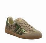 Load image into Gallery viewer, The Cheetah Retro Soccer Lace Sneaker in Pale Gold Forest
