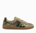 Load image into Gallery viewer, The Cheetah Retro Soccer Lace Sneaker in Pale Gold Forest
