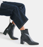 Load image into Gallery viewer, The Mid Heel Almond Toe Bootie in Black
