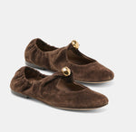 Load image into Gallery viewer, The MaryJane Flat with Gold Ornament in Dk Brown
