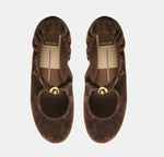 Load image into Gallery viewer, The MaryJane Flat with Gold Ornament in Dk Brown
