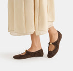 Load image into Gallery viewer, The MaryJane Flat with Gold Ornament in Dk Brown
