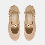 Load image into Gallery viewer, The MaryJane Flat with Gold Ornament in Camel
