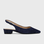 Load image into Gallery viewer, The Sling Back Almond Toe Pump in Navy
