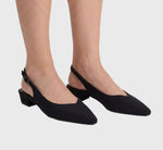 Load image into Gallery viewer, The Sling Back Almond Toe Pump in Black
